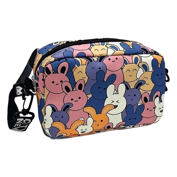 Kawaii Cartoon Bunny Rabbit Crossbody Messenger Bag Handbag Purse Zipper New - Picture 2 of 8